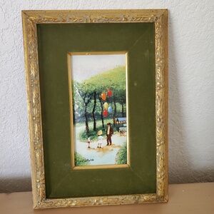Vintage 1970's Enamel On Copper Kids In Park Framed San Francisco CA